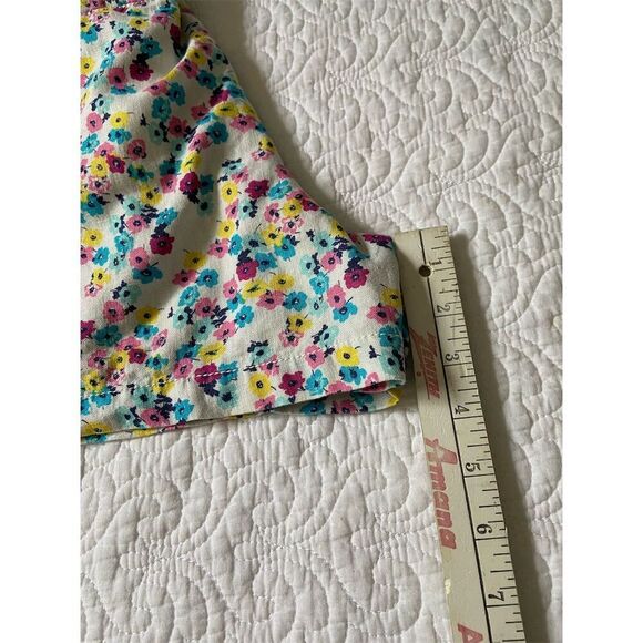 A.N.A. Floral Print Shorts Size M Linen Blend Multicolor Elastic Waistband - Picture 11 of 11
